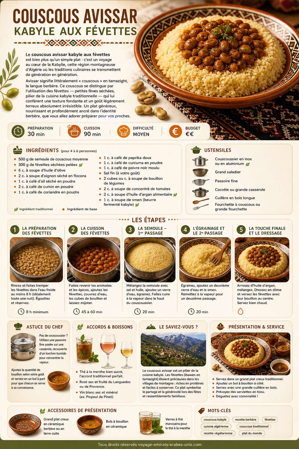 Fiche recette Recette du couscous avissar kabyle aux févettes Fiche recette Recette du couscous avissar kabyle aux févettes