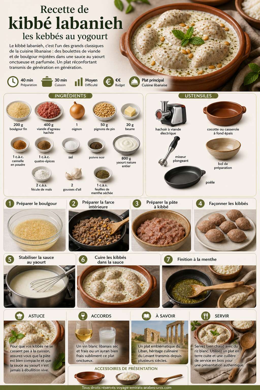 Fiche recette Recette de kibbé labanieh : les kebbés au yogourt Fiche recette Recette de kibbé labanieh : les kebbés au yogourt