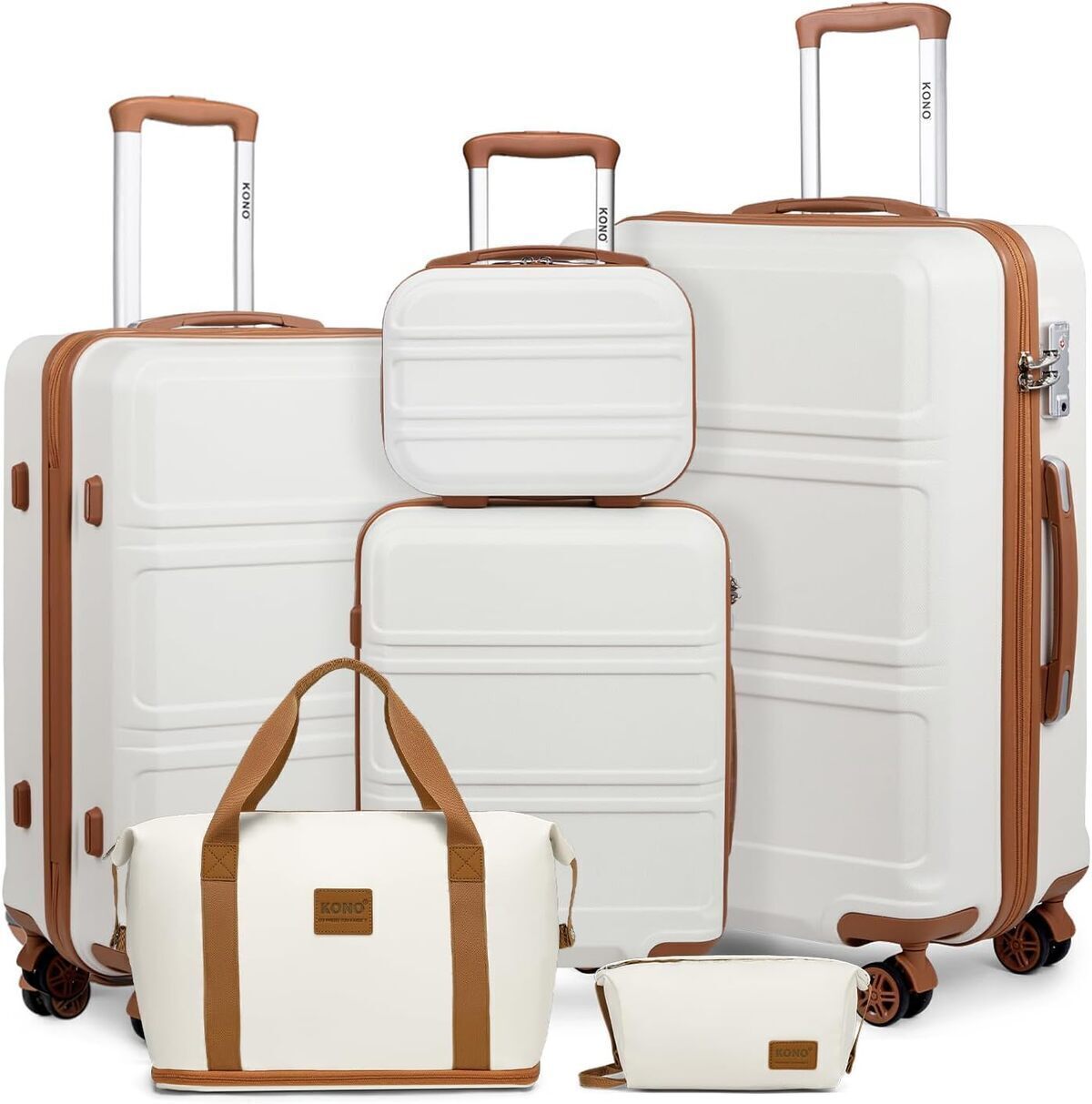 Test : ensemble de 6 valises Kono blanc crème