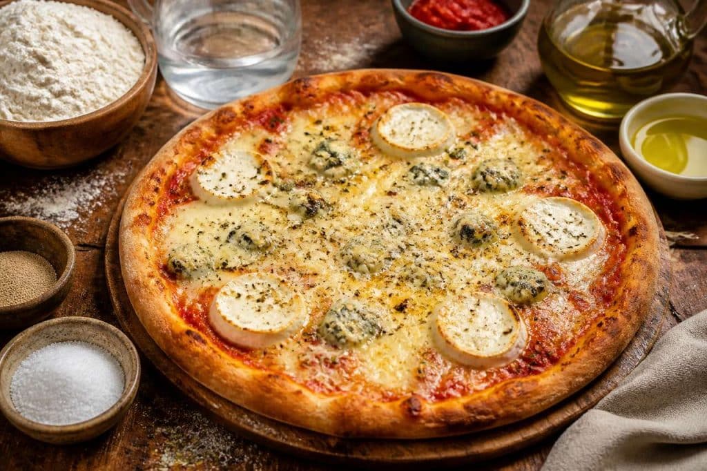 Recette de pizza maison aux quatre fromages