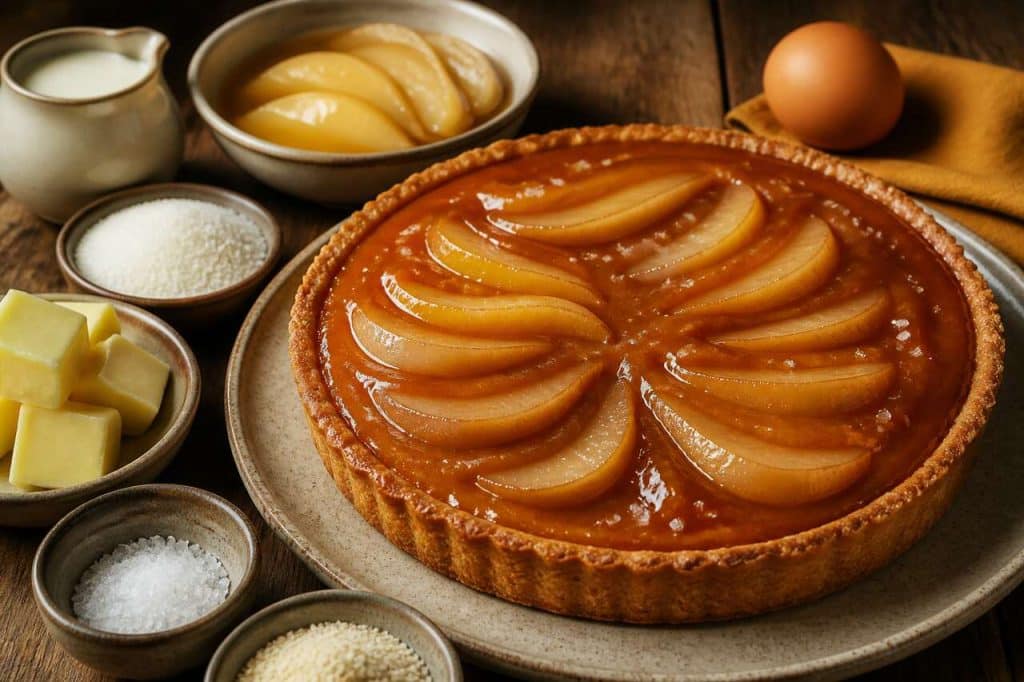 Recette de tarte aux poires et caramel au beurre salé