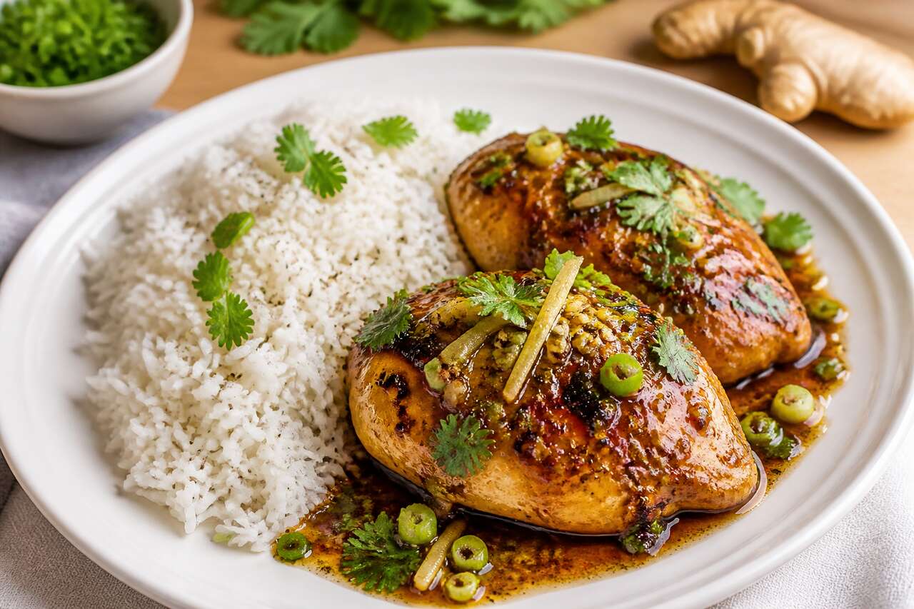 Recette de poulet au gingembre et coriandre fraîche