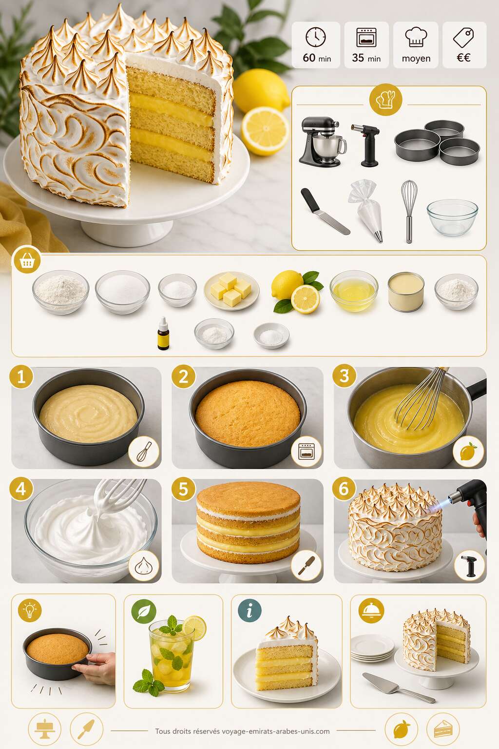Fiche recette Recette du layer cake au citron meringu&eacute;